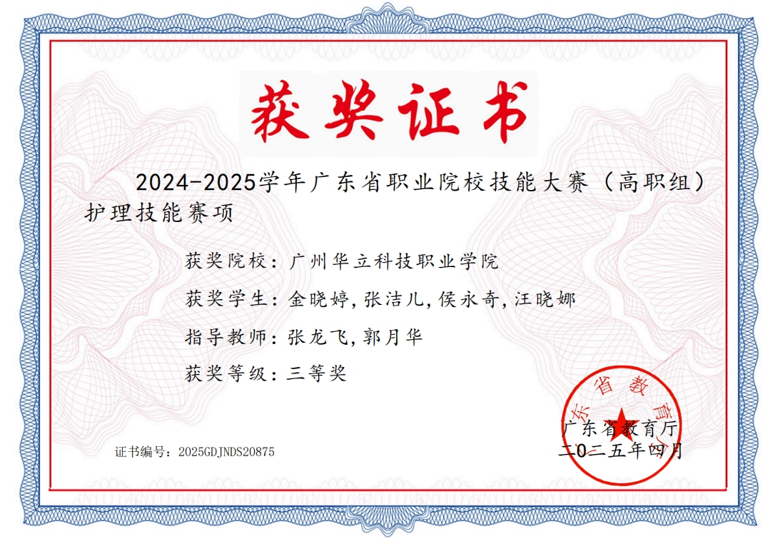 護理技能（三等獎，學生獲獎）